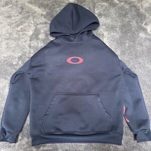 Oakley Navy Hoodie with Red Logo